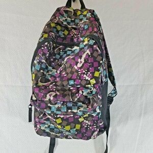 Tracker By Bentley Black Purple Paint Splash Geometric Backpack Bag Bookbag